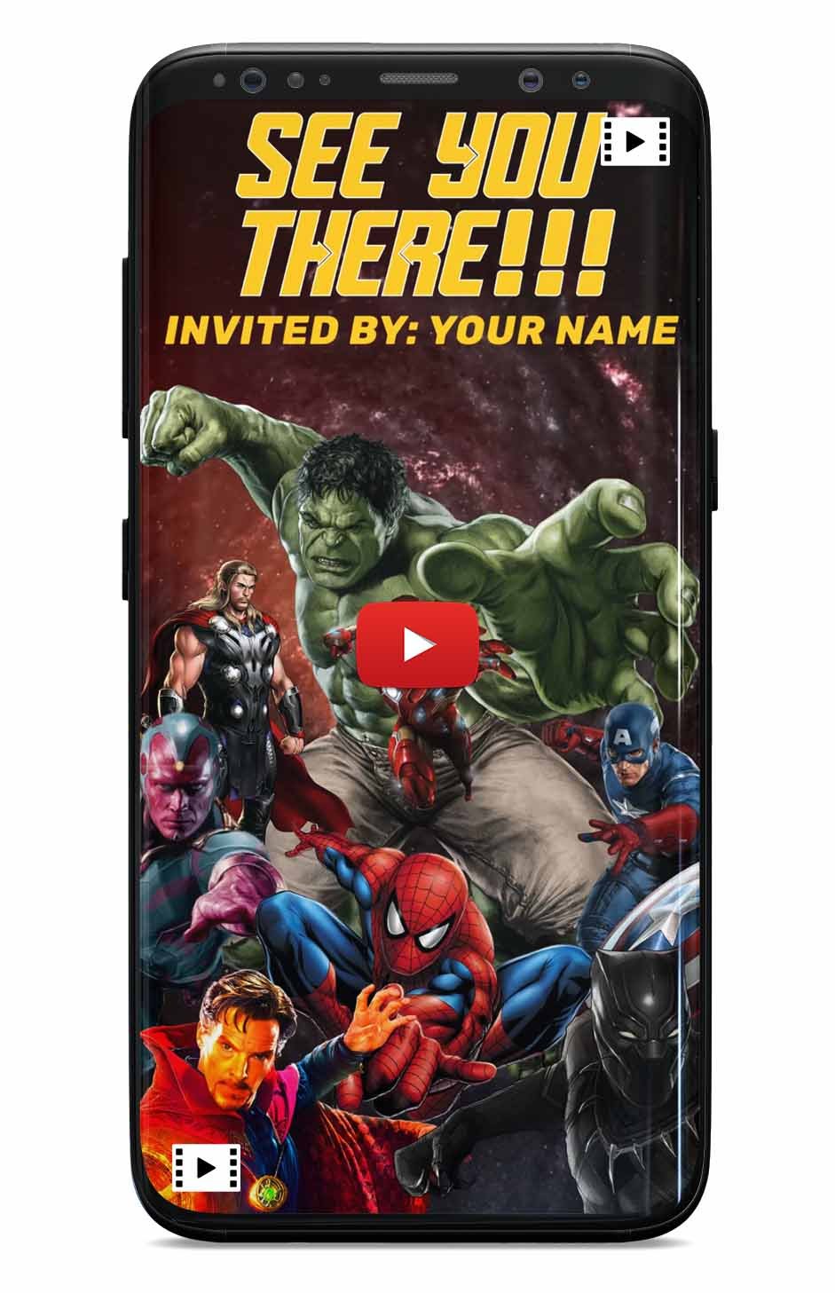 Avengers Marvel birthday invitation video