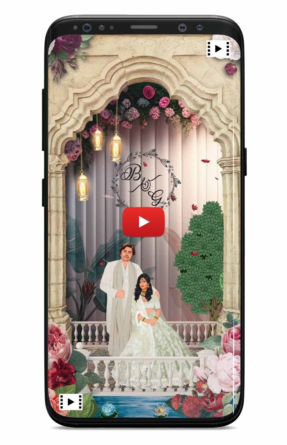 Delight caricature wedding invitation card