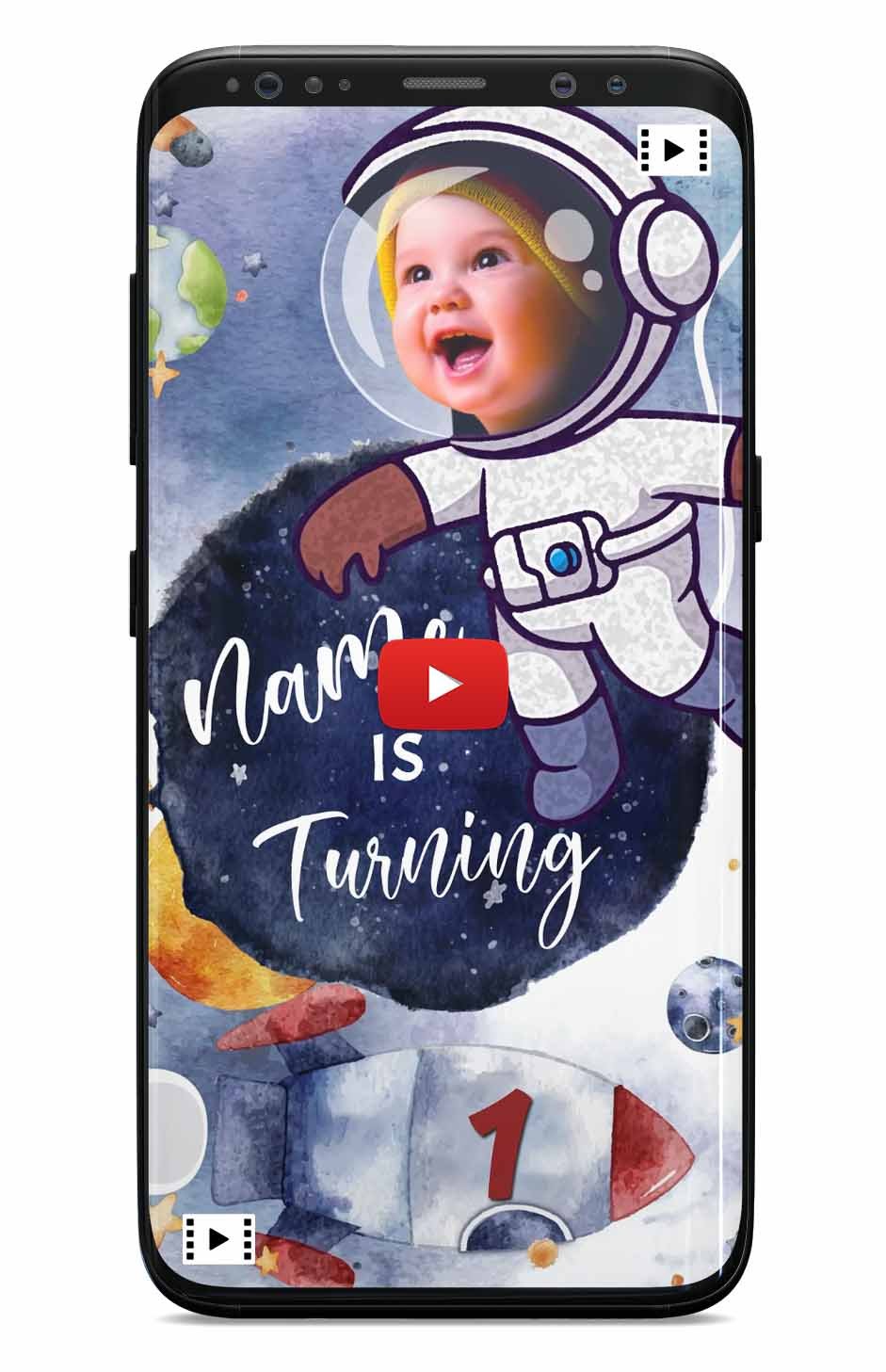 Astronaut Space Birthday Invitation card