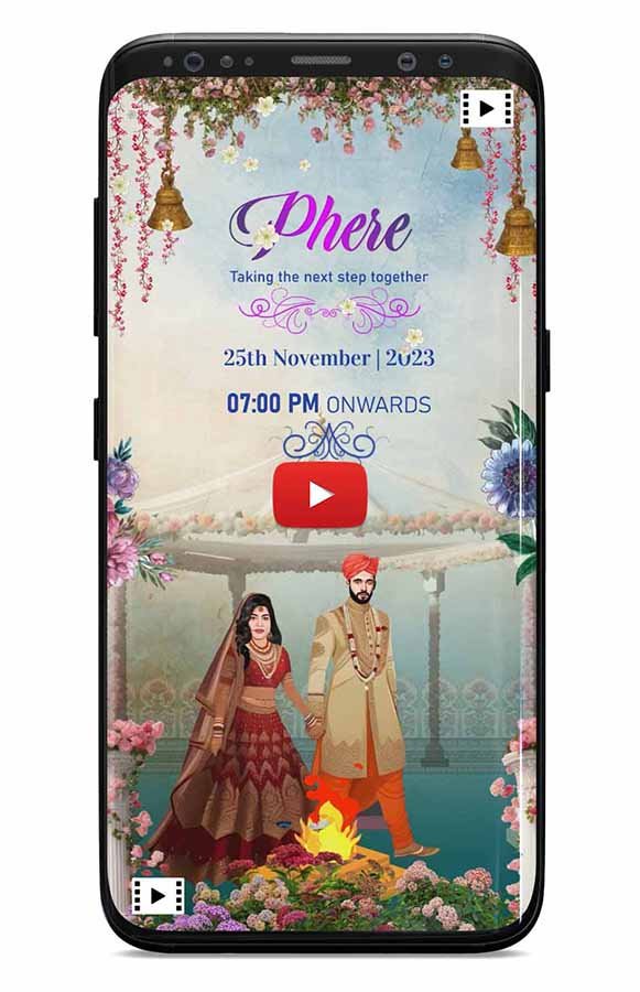 Caricature wedding Invitation_Blue light