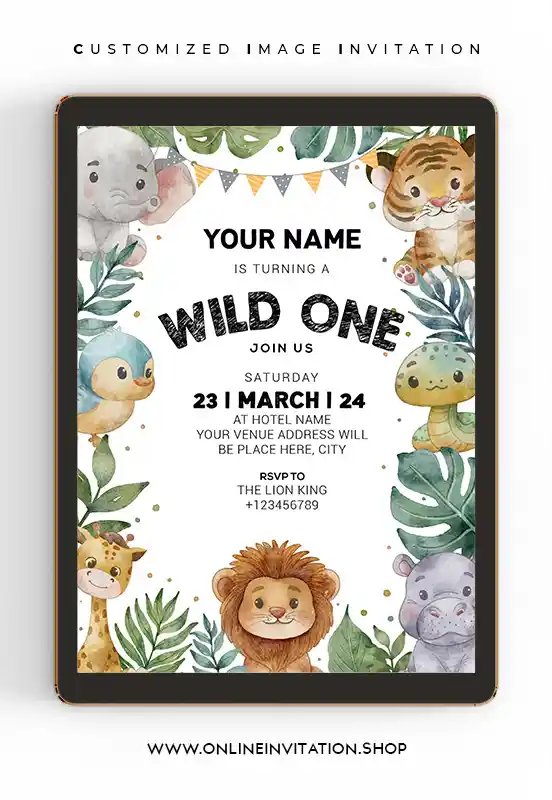 Jungle Birthday Invitation Image Card V2