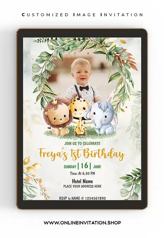 Jungle Safari Birthday Invitation Card
