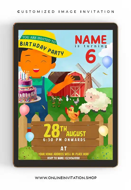 Farm Birthday Invitation Card