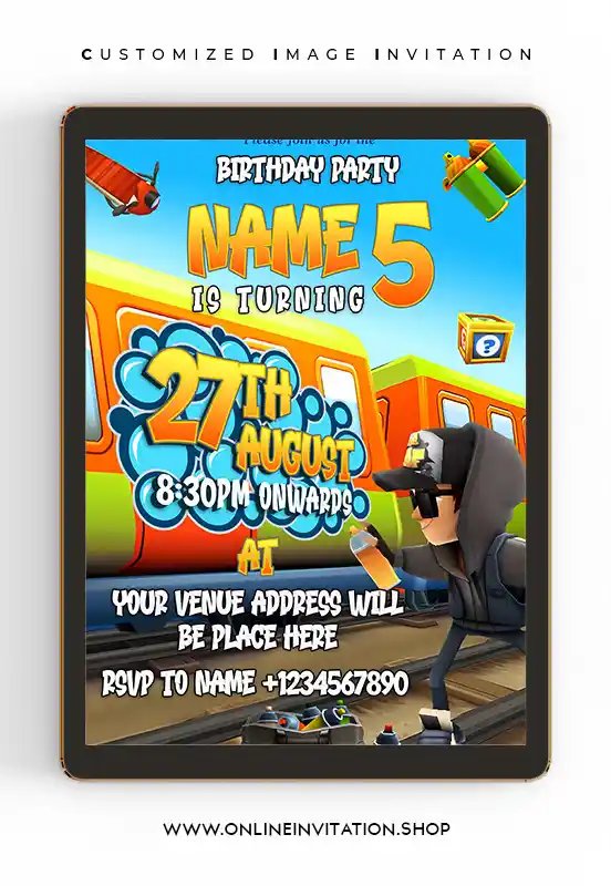 Subway Surfers Birthday Invitation Card online