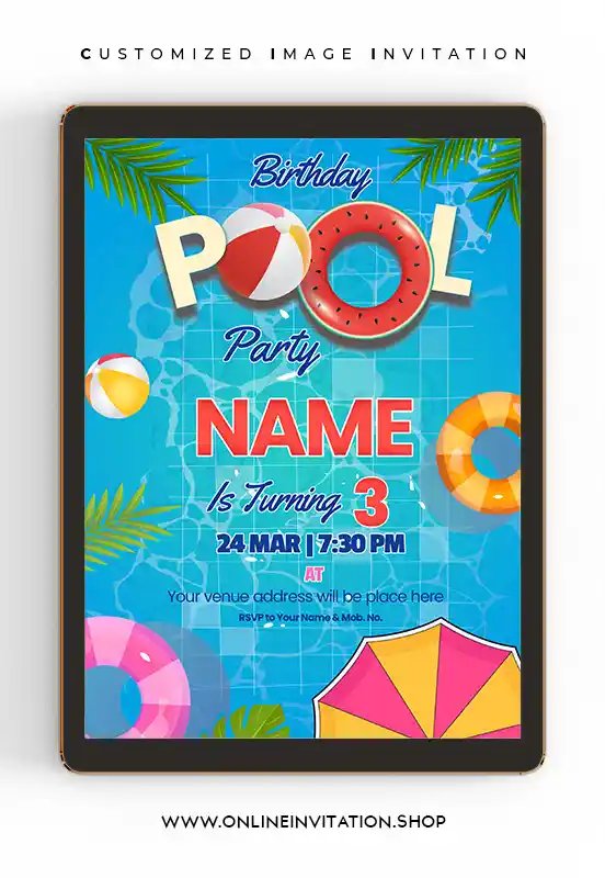 Pool Party Birthday Invitations cards