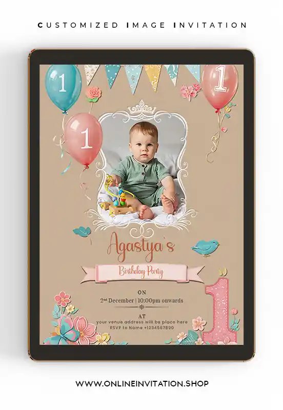 1st birthday invitation card