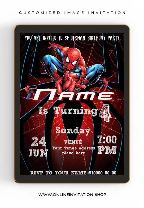 Spiderman Birthday Invitation Card