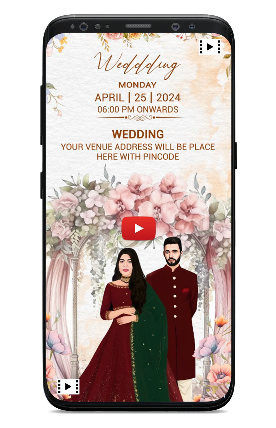 Floral wedding invitation card | Caricature