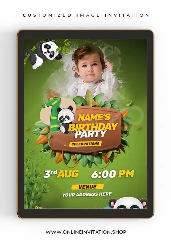 Panda birthday invitation card-V2 | online