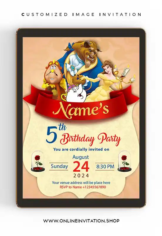 Personalized Beauty and the Beast Birthday Invitations card