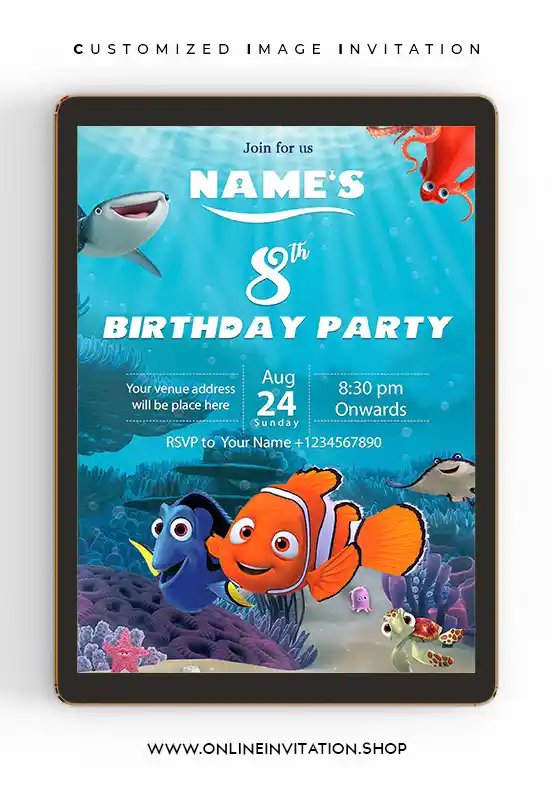 Custom Finding Nemo Birthday Invitation