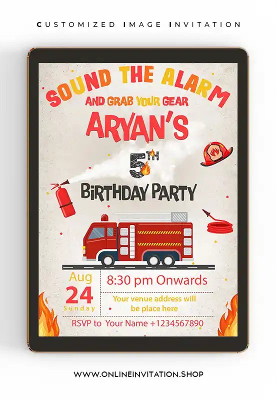 Firetruck Birthday Invitation | Card online
