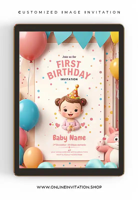 Happy Birthday Invitation card for Girl | online