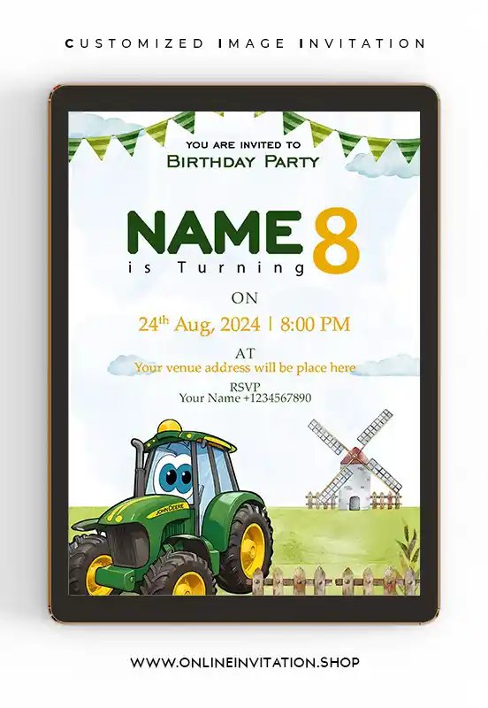 John deere tractor Birthday Invitations | Card online
