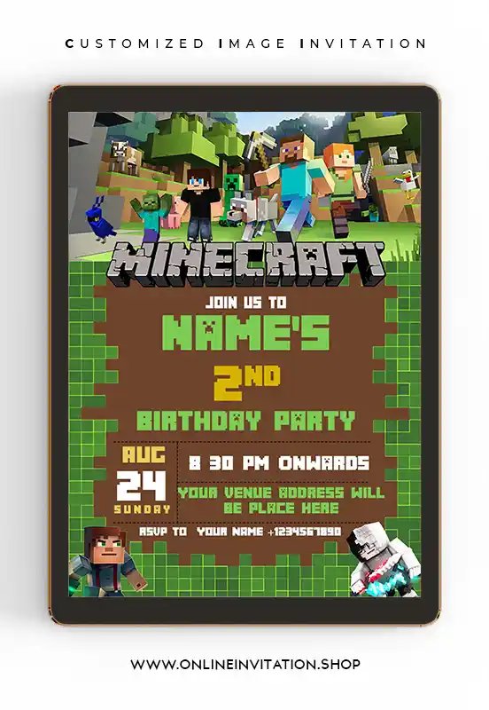 Custom Minecraft Birthday Invites