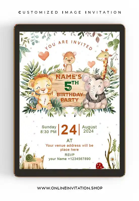 Woodland birthday invitations card