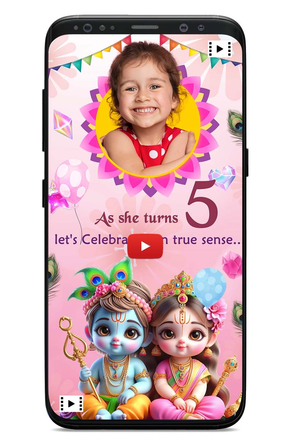 1st Birthday Invitation Card Indian Style | Mythology Theme