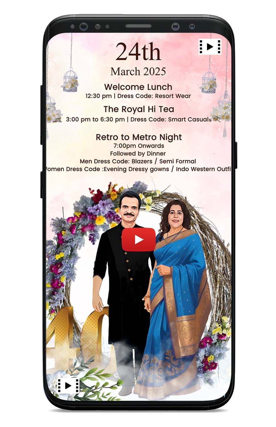 Anniversary Invitation Card | Story based | Caricature