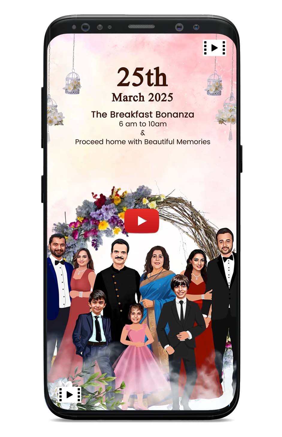 Anniversary Invitation Card | Story based | Family Caricature