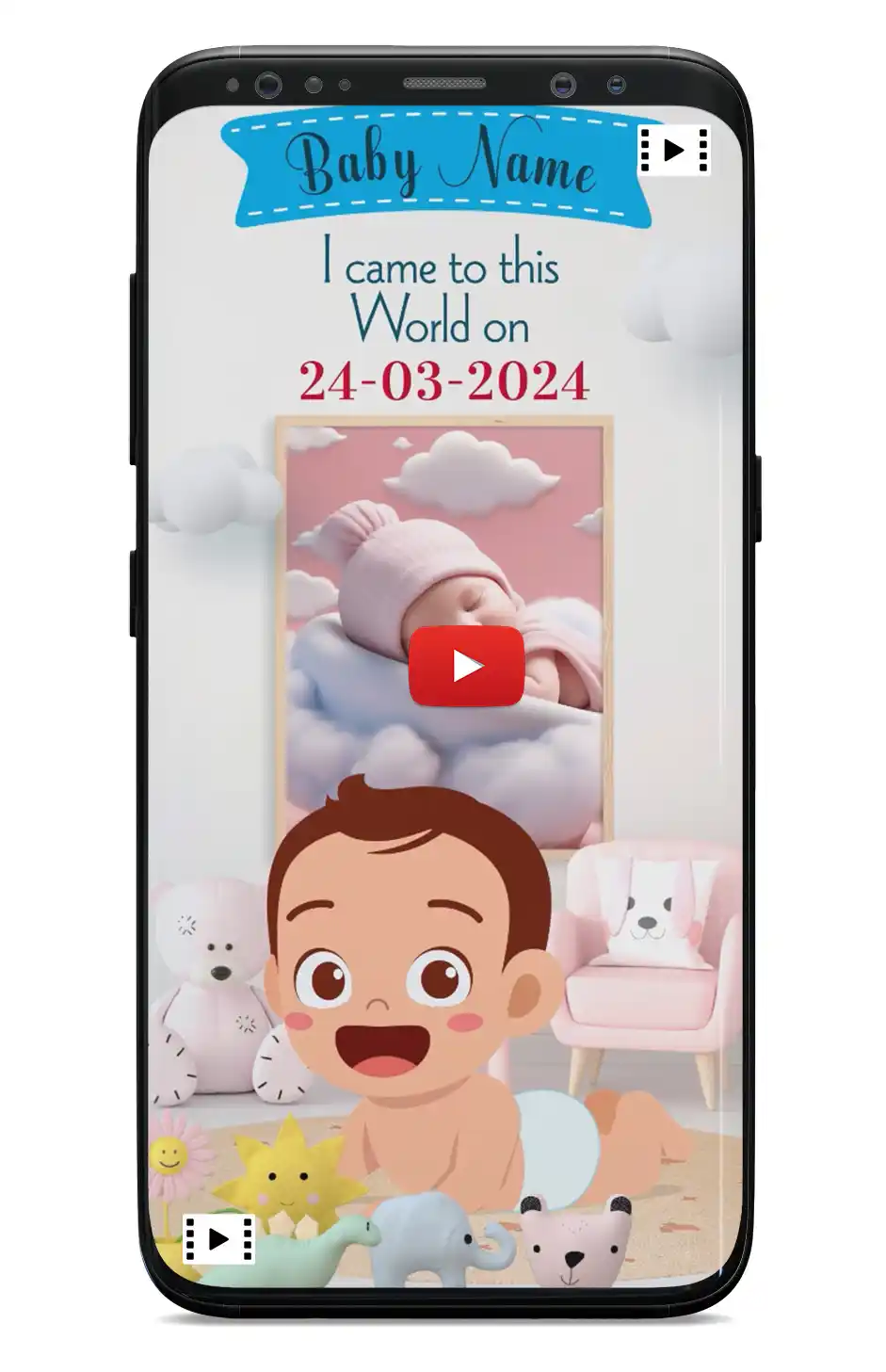 Baby Boy first Birthday Invitation Card_Magic of Birth_Mokup