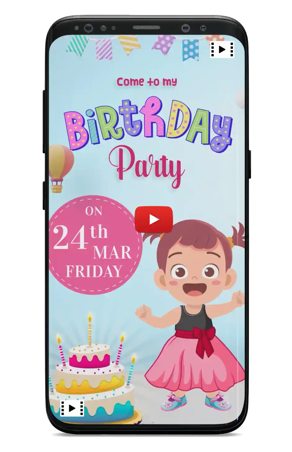 Baby Girl first Birthday Invitation Card_Magic of Birth_Mokup