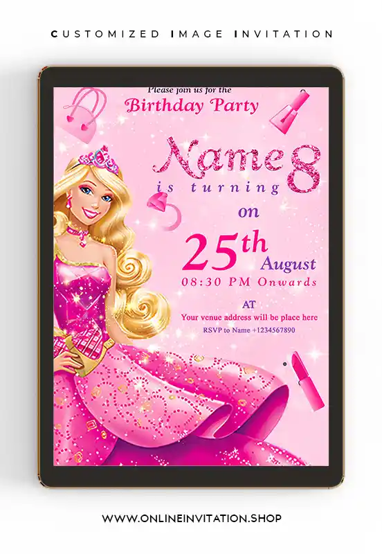 Barbie Birthday Invitation Card online