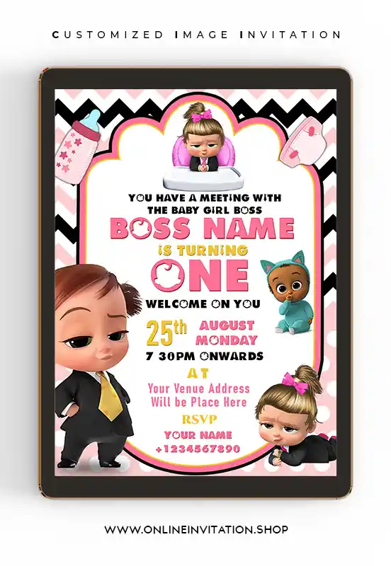 The boss baby girl Birthday Invitation Card online