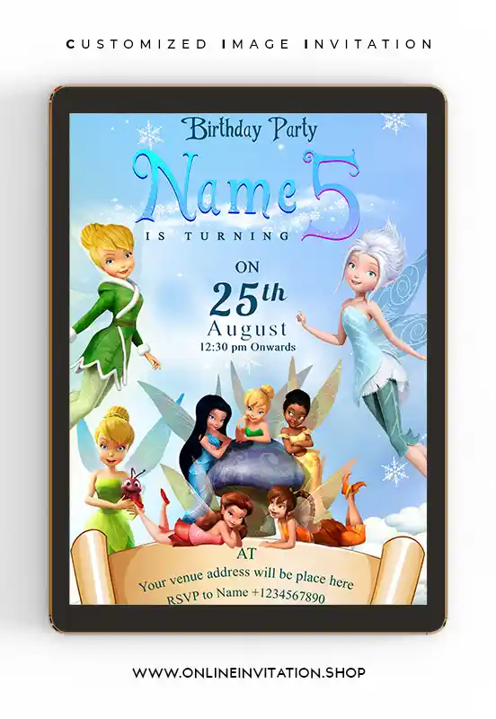 Tinkerbell Periwinkle Birthday Invitation Card online