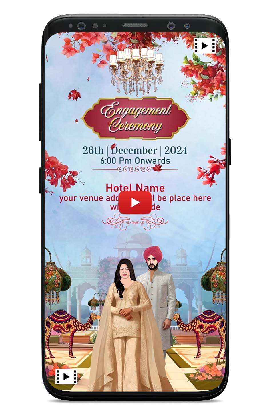 punjabi cards wedding_Blue light_Engagement ceremony