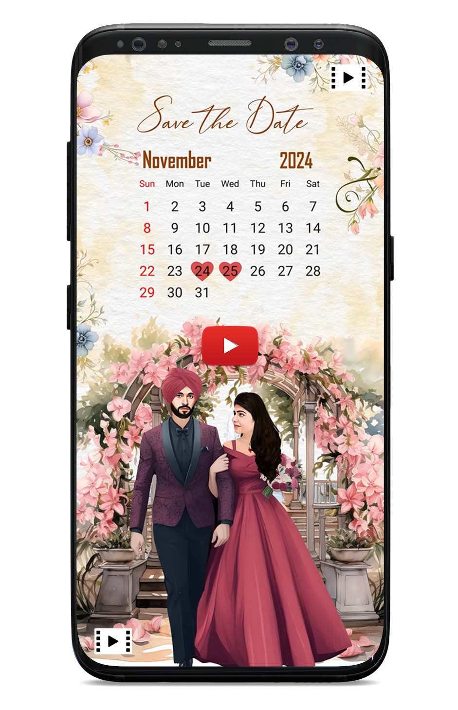 punjabi wedding cards_Flowral_Save the date