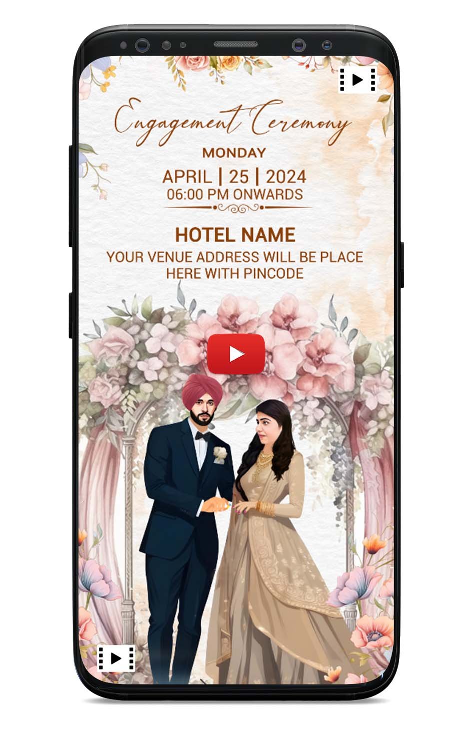 punjabi wedding cards_Flowral_engagement ceremony